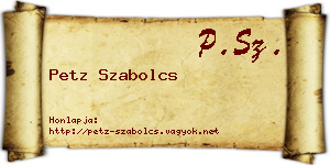 Petz Szabolcs névjegykártya